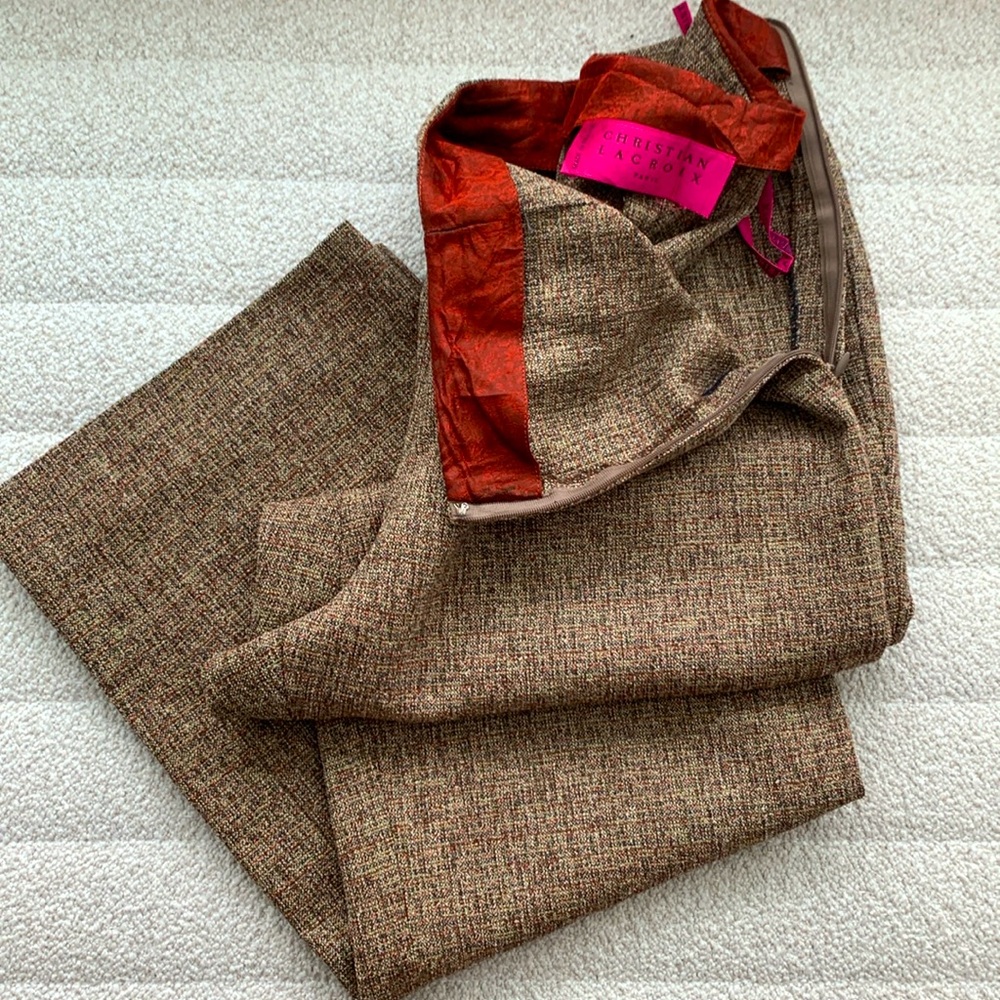 Christian Lacroix Textured Tan Wide Leg Pants